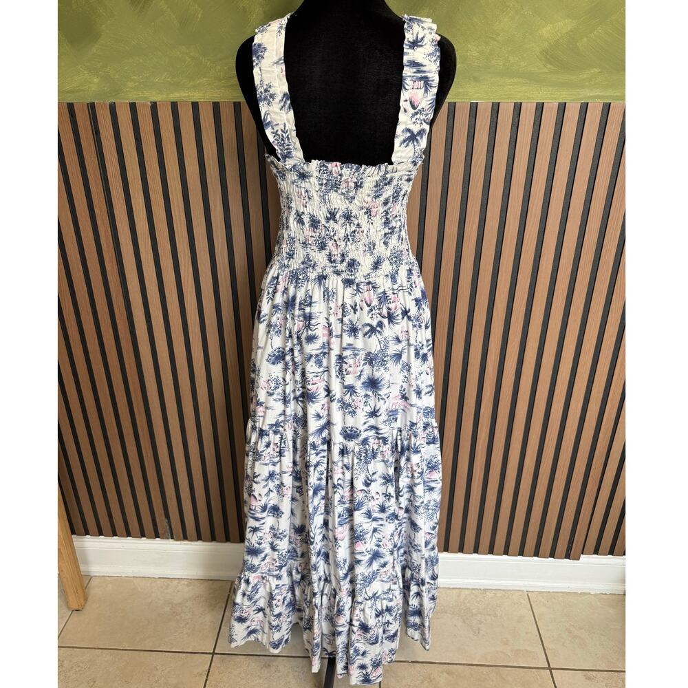 Abercrombie & Fitch Smocked Bodice Easy Maxi Dress Palm Tree Print Size XL - Picture 5 of 11